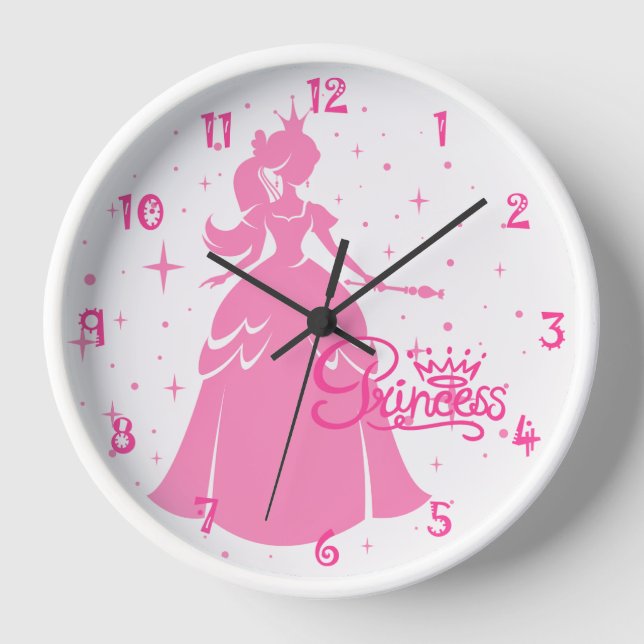 Personalized Pink Princess Wall Clock (Front)