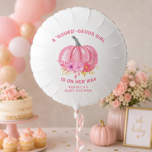 Personalized Pink Pumpkin Girl Baby Shower Balloon