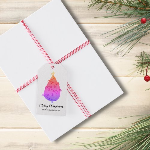 Personalized Pink Purple Christmas Tree  Gift Tags