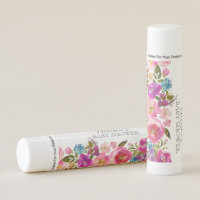 Personalized Pink Purple Floral Lip Balm