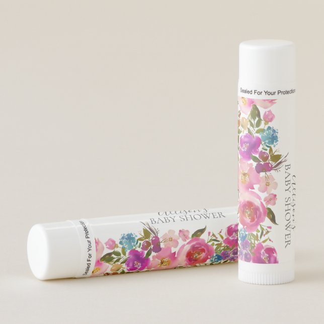 Personalized Pink Purple Floral Lip Balm (Front)