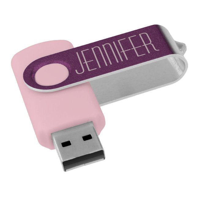Personalized, Pink & Purple Metallic Flash Drive (Angled)