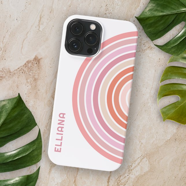 Personalized Pink Purple Orange Midcentury Stripes Case-Mate iPhone Case (Creator Uploaded)