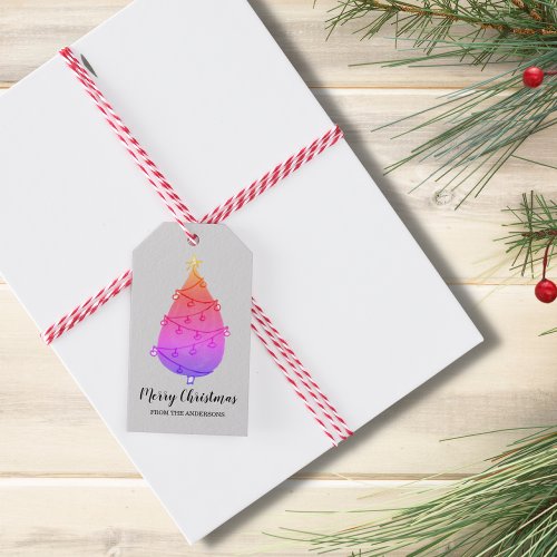 Personalized Pink Purple Red Christmas Tree Gift Tags