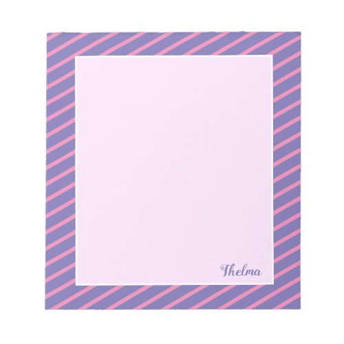 Personalized Pink Purple Stripes Notepad