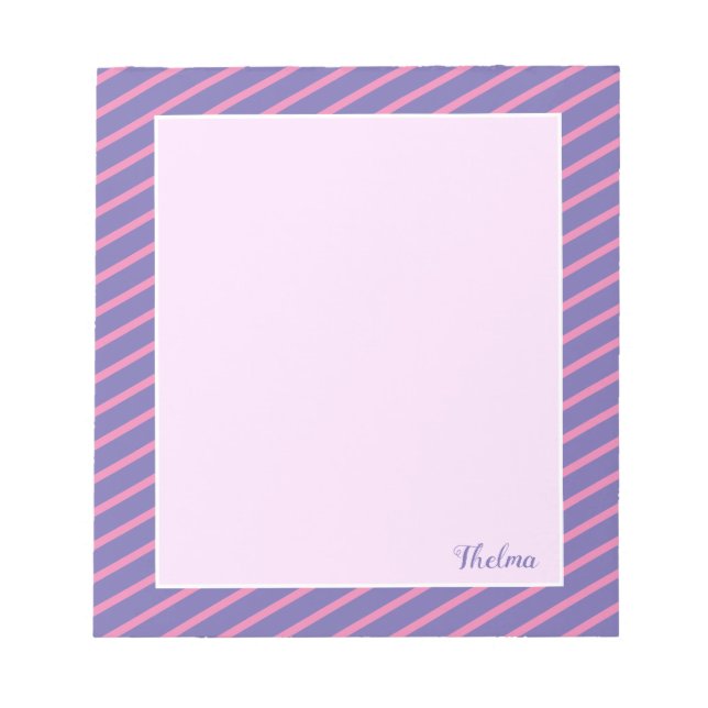 Personalized Pink Purple Stripes Notepad (Front)