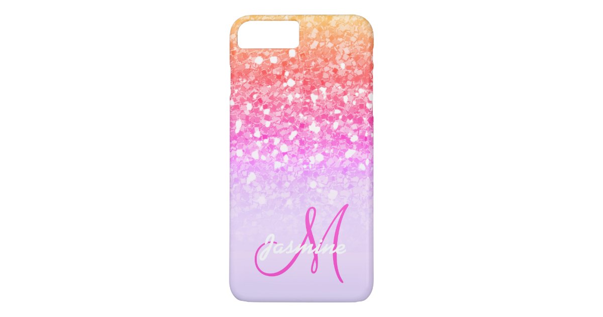 Personalized Pink Rainbow Glitter Sparkle Name Case Mate Iphone Case Zazzle Com