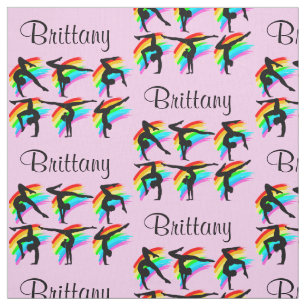 PERSONALIZED PINK RAINBOW GYMNASTICS FABRIC