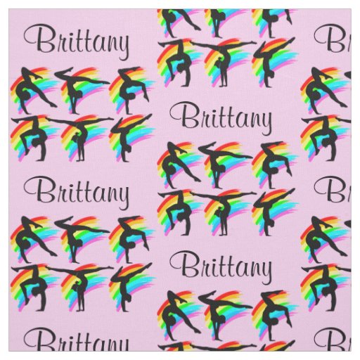 PERSONALIZED PINK RAINBOW GYMNASTICS FABRIC