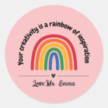 Personalized Pink rainbow heart teacher reward 