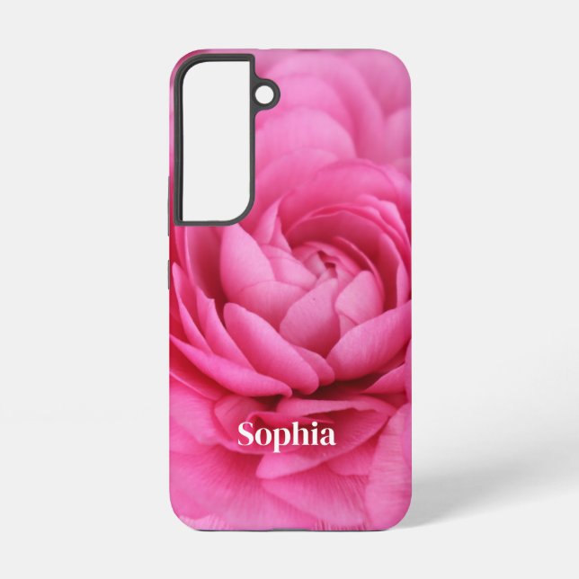Personalized Pink Ranunculus Flower Samsung Galaxy Case (Back)