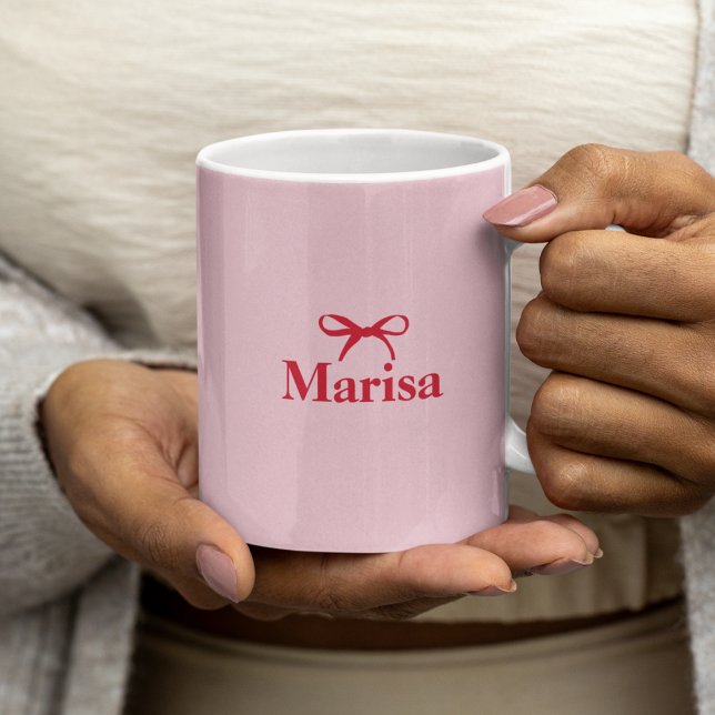 Personalized Pink & Red Bow Name  Coffee Mug (Creator Uploaded)