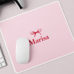 Personalized Pink & Red Bow Name Mouse Pad<br><div class="desc">Enhance your workspace with this personalized pink and red bow name mouse pad, designed for both style and comfort. Featuring a chic bow design in soft pink and bold red tones, this custom mouse pad adds a touch of elegance to your desk while providing a smooth and responsive surface for...</div>