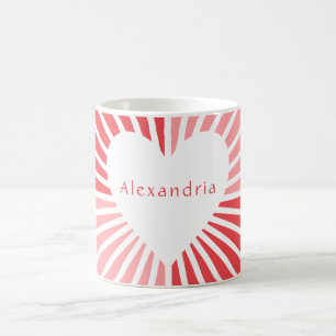 Personalized pink red heart coffee mug