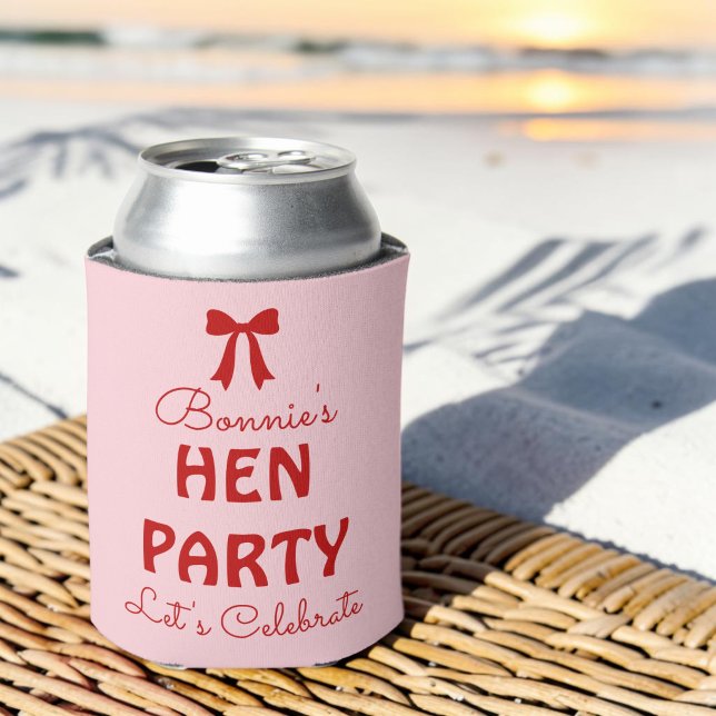 Personalized Pink & Red Hen Party Weekend Can Cooler (Creator Uploaded)