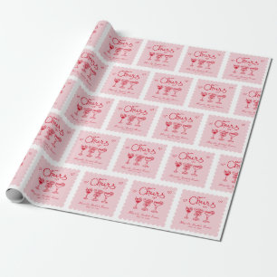 Personalized Pink Red Retro Bridal Shower Wrapping Paper