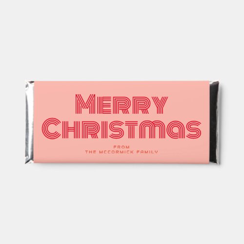 Personalized Pink Red Retro Christmas Candy Hershey Bar Favors