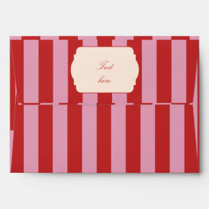 Personalized Pink & Red Striped Wedding Envelope
