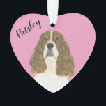Personalized Pink Red White English Springer Ornament<br><div class="desc">I am in love with this beautifully detailed watercolor illustration of a red and white english springer spaniel on a sweet pink heart! Personalize these pastel ornaments and make the nice list this year! For the perfect presents, pair it with a matching item from the collection for a thoughtful housewarming,...</div>