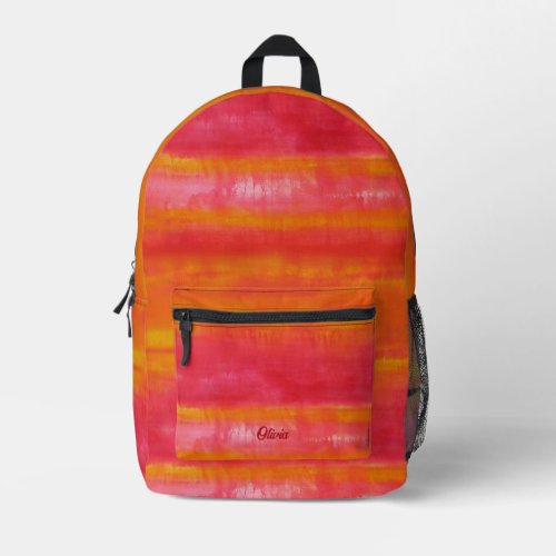 Personalized Pink Red Yellow Abstract  Printed Backpack