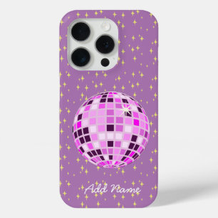 Personalized Pink Retro Disco Ball Purple iPhone 15 Pro Case