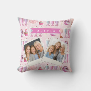 Personalized Pink Retro Milkshake Cute Coquette Throw Pillow