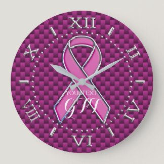 Personalized Pink Ribbon Awareness on a Large Clock