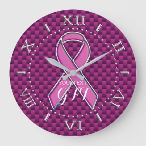 Personalized Pink Ribbon Awareness on a Large Clock