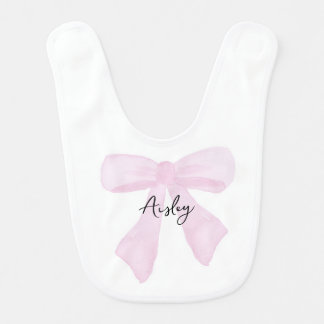 Personalized Pink Ribbon Baby Bib