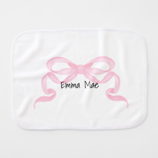 Personalized Pink Ribbon Baby Burp Cloth