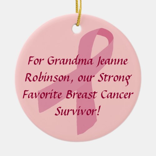 Personalized Pink Ribbon Breast Cancer Ornaments