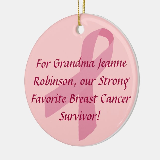 Personalized Breast Cancer Survivor Ribbon Ornaments