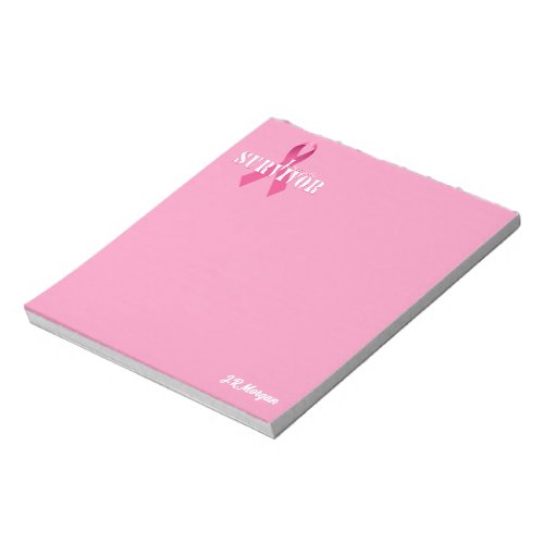 Personalized Pink Ribbon Cancer Awareness Notepad