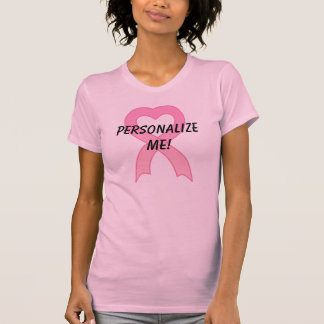 Personalized Pink Ribbon Heart T-Shirt T-Shirt