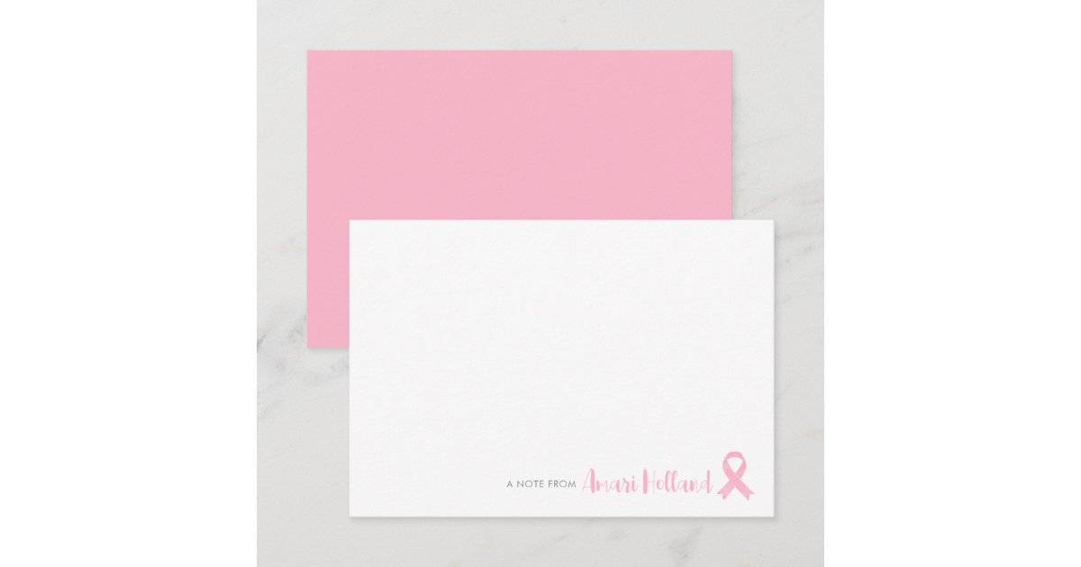 Pink Ribbon Notes Design Personalized Pink Ribbon Note Card | Zazzle