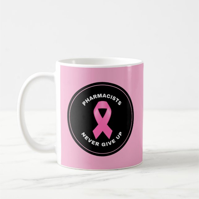 Personalized Pink Ribbon Pharmacist Coffee Mug (Left)
