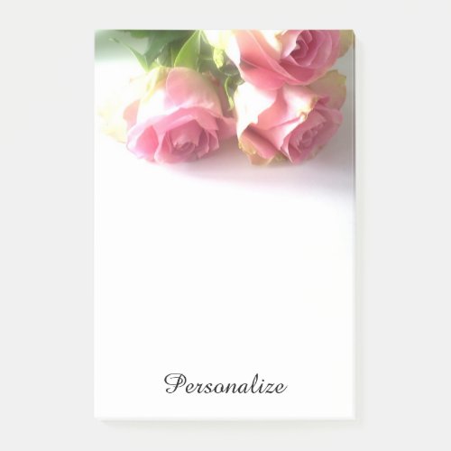 Personalized pink rose bouquet photo Post it notes