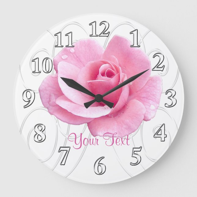 Personalized Pink Rose Clock for Women (Front)