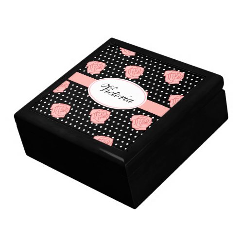 Personalized Pink Rose Jewelry Box