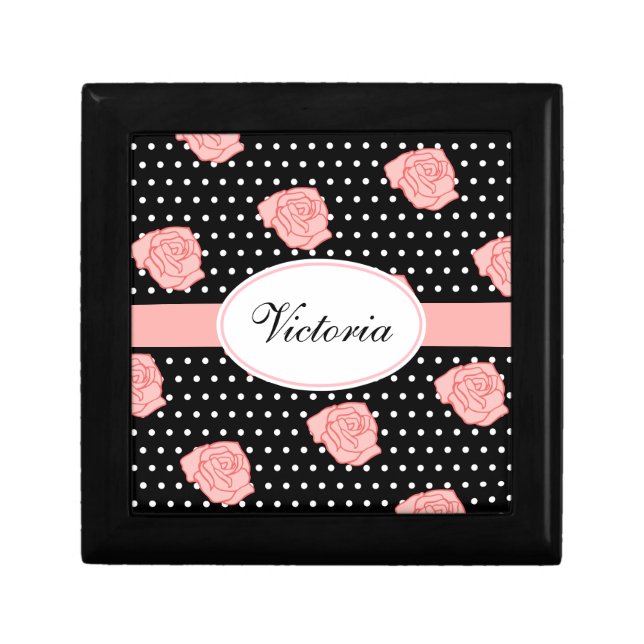 Personalized Pink Rose Jewelry Box (Front)