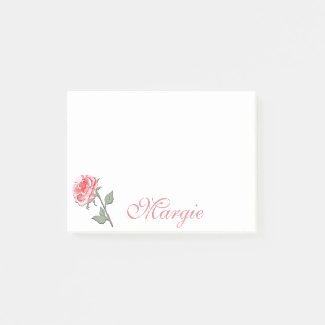 Personalized Pink Rose Notes (Front)