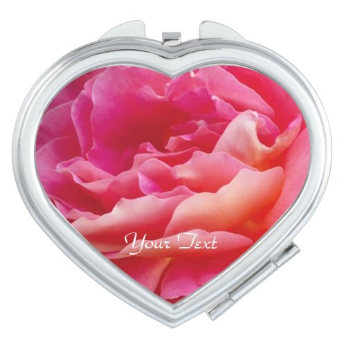 Personalized Pink Rose Petals Floral Vanity Mirror