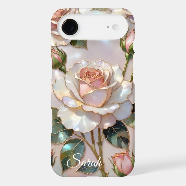 Personalized Pink Rose Phone Case Elegant Floral (Back)