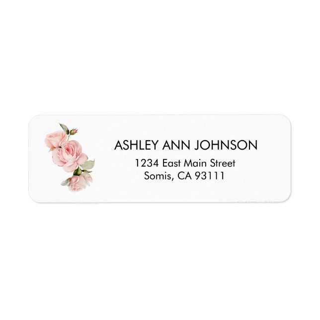 Personalized Pink Rose Return Address Labels (Front)