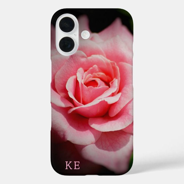 Personalized Pink Rose Sturdy iPhone Case (Back)