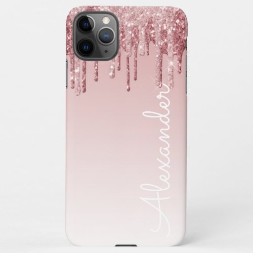 Personalized Pink Rosegold Dripping Glitter BUDGET iPhone 11Pro Max Case