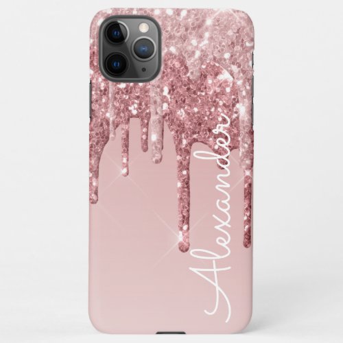 Personalized Pink Rosegold Dripping Glitter BUDGET iPhone 11Pro Max Case