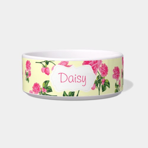 Personalized pink roses bowl _ cream