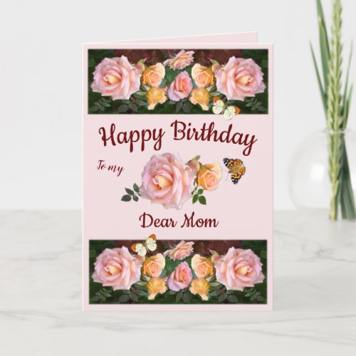 Personalized Pink Roses Christian Mother Birthday Holiday Card