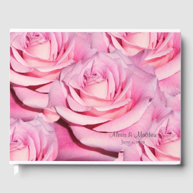 Personalized Pink roses guest book (Front)